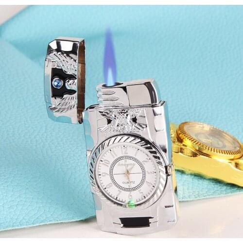 Mini Butane Gas Windproof Jet Cigar Torch Lighters Metal Luxurious Gold Watch Colorful light Turbo Lighter Smoking Accessories