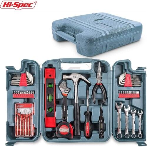Hi-Spec 53pc Home Repair Tool Set Household DIY Hand Tool Kits with Screwdrivers Pleirs Hammer Wrenches in Plastic Box Case