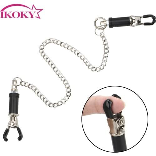 IKOKY Metal Nipple Clamps Bondage Chain Sex Tools For Couples Torture Play Adult Goods Sex Games Accessories Adjustable Sex Shop