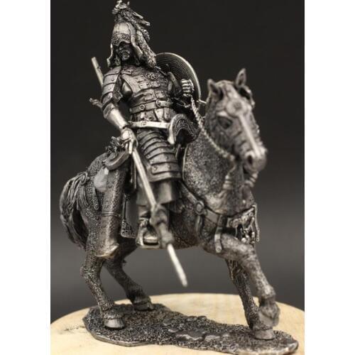 Exquisite Mongolian Imperial Cavalry 1/24 Tin Metal Ancient Soldier Model Miniature Figurines Home Decoration Accessories 75mm