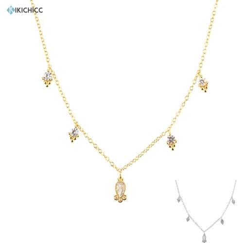 KIKICHICC 925 Sterling Silver Gold Ovals Charm Clear Zircon Choker Necklace Middle 2021 Women Fashion Fine Jewelry Luxury Gift