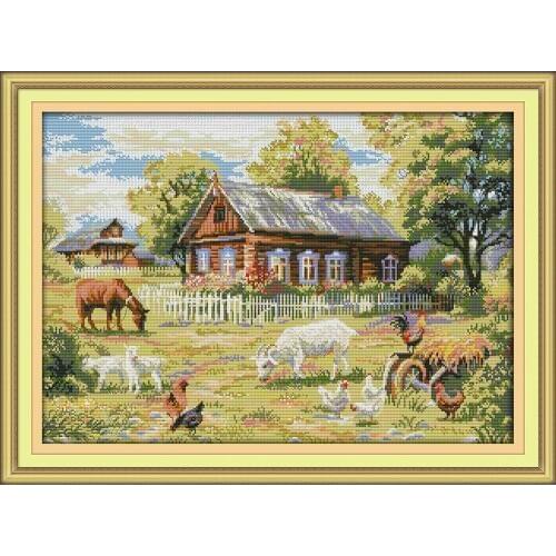 Everlasting Love Farm Chinese Cross Stitch Kits Ecological Cotton Stamped Printed 11CT 14CT DIY New Year Decorations For Home