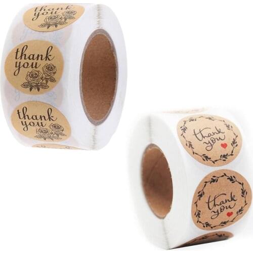 Red Heart Full Color Printing Kraft Color Paper Disposable Product Thankyou Bakery Stickers 2.5cm Dia Circle Sticker