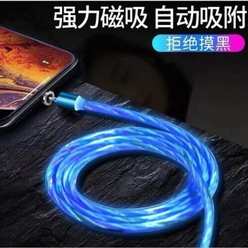 WGX 2M LED Magnetic USB Cable Fast Charging USB Type C Cable Magnet Charger Data Charge Micro USB Cable Mobile Phone Cable USB