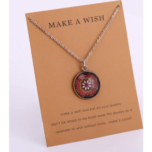 Mandala Mandela Necklaces Yoga OM Symbol Pendants 18mm Glass Cabochon Women Men Girl Unisex Fashion Jewelry Drop Shipping