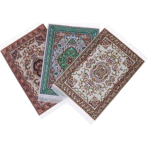 Miniature DIY Woven Casa De Boneca Embroidered Woven Carpet Hand Turkish Rugs Doll House Mini Carpet Mat For 1:12 Dollhouse