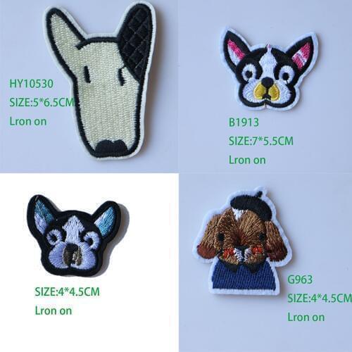 3D Colorful Colorful dog head Patch for Clothing Iron on Embroidered Sewing Applique Cute Sew On Fabric Badge DIY Apparel