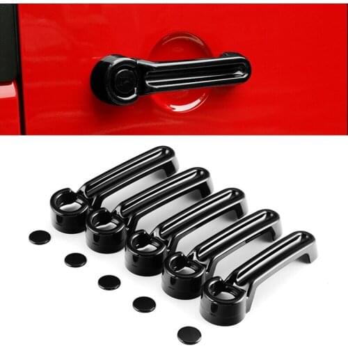 NEW-Outside Exterior Door Handle & Tailgate Cover Trim for JEEP Wrangler JK 07-17 Liberty 08-12 Dodge Nitro 07-11 Black 4Dr