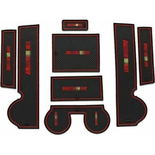 For Mitsubishi Lancer-ex Non-slip Interior Door Cup Holder Rubber Mats Red Line