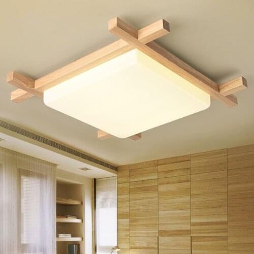 Nordic LED Wooden Ceiling Lights In Square Shape lamparas de techo For Bedroom Balcony Corridor Kitchen Lighting Fixtures
