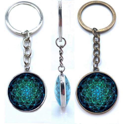 2019 New Flower of life Keychain Om Yoga Chakra Double sided Pendant Mandala Keychain