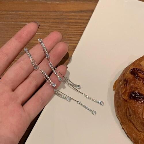 ​ZDMXJL 2021 New Fashion Womens Earrings Fine Long Zircon Tassels Eardrop Earrings For Women Party Girl Jewelry Gifts Wholesale