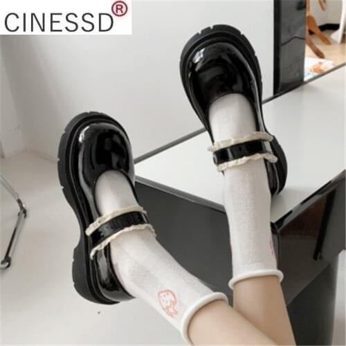 2021 New Uniform Students Lolita Shoes Spring Autumn Mary Jane Shoes Womens High Heels Retro Platform Lolita Shoes for Woman