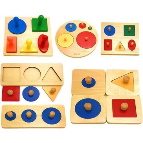 New Style Kids Toy Baby Wooden Learning Geometric Shape Panels Hand Grasping Board Preschool Training Learning Education Toy