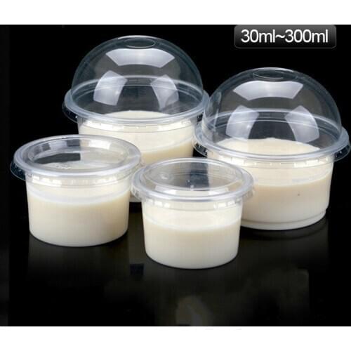 50 Set Pudding Cup Disposable Plastic Cups Lid Small Plastic Containers Dessert Box Wedding Party Birthday 1/2/3/4/5/6/8/10oz