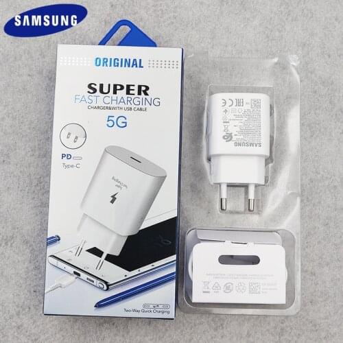 EU Plug Super Fast Charger Original Samsung 25W Note 10 20 Adapter Dual Type C Cable For Galaxy S10 S9 S8 Plus S10E A9S A8S A21S