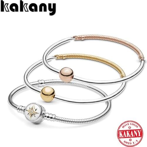 2019 Autumn New Moments-love-compass. Moments Three-Link Bangle Original Womens S925 Sterling Silver DIY Bracelet