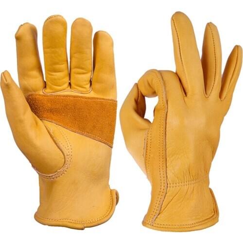 Real Cowhide Gloves Cycling Full Finger Outdoor Motorcycle Gardening Work Tactical Pure Full Leather Electrical Insulated Gloves