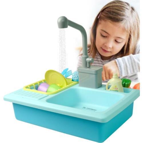 1Set Plastic Simulation Electric Dishwasher Sink Pretend Play Kitchen Toys Children Puzzle Early Education Toy Birthday Gift