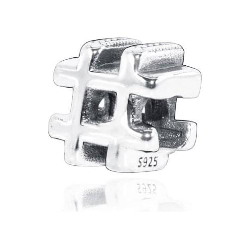 Lady Gift 925 Sterling Silver Beads Fit Original Pandora Bracelets Glossy “#” Charm Women DIY Fashion Jewelry