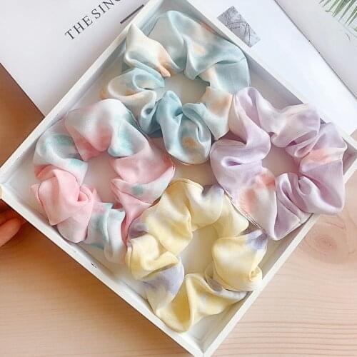 4pcs/set Bright Color Headband Scrunchie Set Girls Elastic Hair Bands Scrunchy Hair Ties Rope Vintage Accessories Women