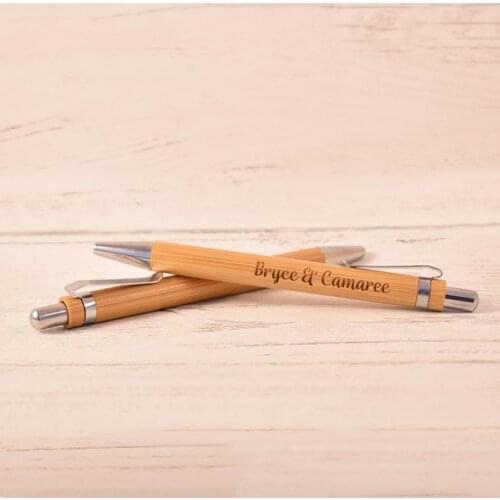 Custom Wedding Pen, Bamboo Wood Guest Book Pen, Rustic Wedding Decor, Personalized Wedding Gift Pen Birthday Party Baptism Favor