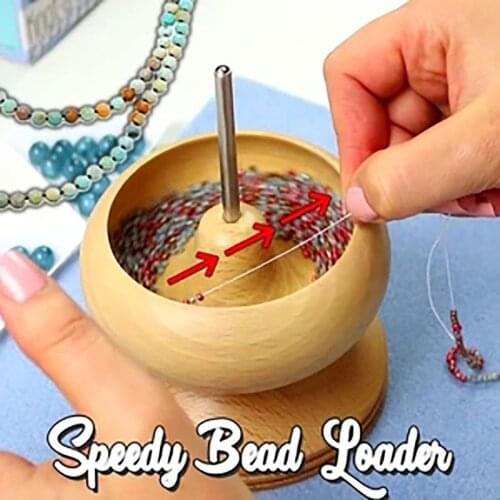 Manual Wooden Solid Wood DIY String Beads Quickly Loader Bead Holder Spinner Jewelry Making Tool Supplies Crafting Bracelet