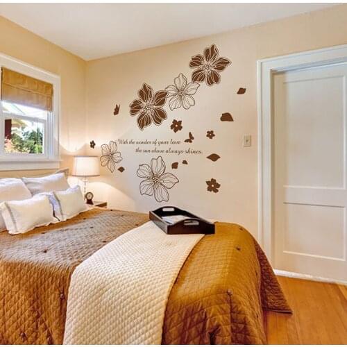 [shijuekongjian] Romantic Flower Wall Sticker DIY Petals Mural Decals for House Living Room Bedroom Marriage Room Decoration