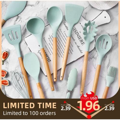 Spatula Silicone tongs spoon clip food Ladle kitchen accessories gadgets utensil tool pastry cooking tongue set Wooden bbq clamp