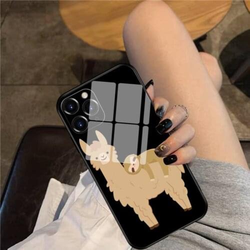 Llama Sloth Phone Case Glass Phone Case For iphone 12 11 Pro Max XS XR X 8 7 Plus SE2 Case
