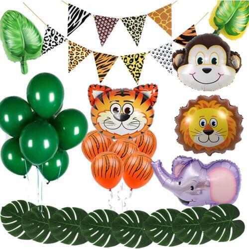 Jungle Theme Party Forest Safari Zoo Animal Footprint Balloons Tiger Lion Foil Ballon DIY Baby Shower Kids Birthday Decor Globos