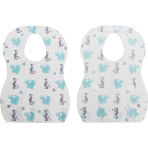 Waterproof Non-Woven Fabric Disposable Bibs Eating Saliva Paper Bibs For Babies 10pcs