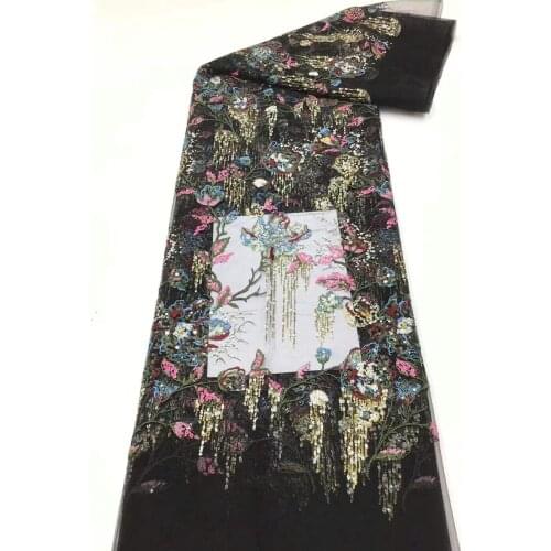 High Quality African Lace Fabric SYJ-2186845 French Net Embroidery Sequins Tulle Lace Fabric For Nigerian Party Dress