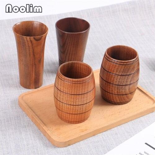 Japanese Wooden Beer Mug Office Drinking Water Cup Bar Wine Glass Restaurant Teacups Insulated Coffee Milk Juice Mug Drinkware