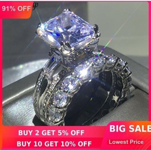 Choucong Eiffel Tower Shape ring 8ct 5A zircon Cz 925 Sterling silver Engagement Wedding Band Rings set For Women Bridal bijoux