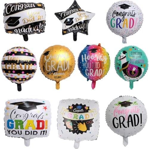 10pcs 18inch Congrats Cartoon Balloon 2019 Foil Balloons Graduation Gift Party Decoration Balloon Supplies Baby Shower Toys Gift