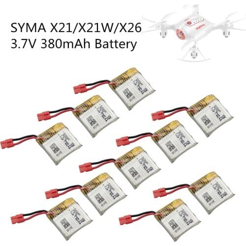 10pcs 3.7v battery for SYMA X21 X21W Battery Quadcopter Remote Control Helicopter Spare Parts 3.7V 380mah UAV Lithium Battery