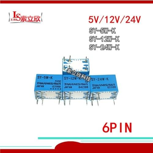 10pcs/lot 100%Original New Relay SY-5-K 5VDC SY-12-K 12VDC SY-24-K SY-5W-K SY-12W-K SY-24W-K SY 12 K SY 5W K 6PIN 1A
