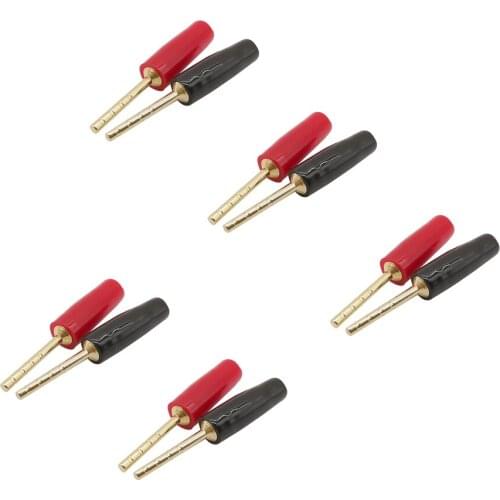 10Pcs Gold-Plated Straight Pin 2mm Banana Plug Wiring Connector 2mm Small Banana Terminals Hi-Fi Speaker Cable Plugs Adapter