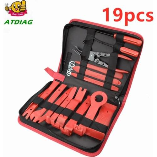 19pcs/Set Auto Fastener Pliers Car Door Panel Remover Clip Trim Auto Puller Tool Retaining Clip Remover Pry Bar Tool Nylon Bag