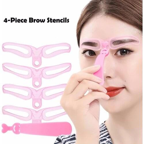 4 In1 Eyebrow Shaping Tool 4PCS Reusable Eyebrow Shaper Makeup Template Eyebrow Grooming Shaping Stencil DIY Eyebrow Template