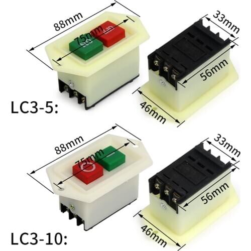 5 PCS380V LC3-5 5A ON-OFF LC3-10 10A IO RedGreen Start Stop Power PushButton Switch 2 Positions Starter Drilling Cutting Machine