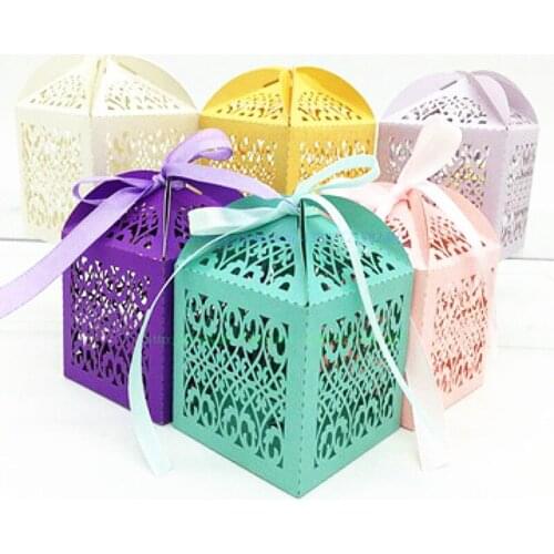 50pcs/lot Candy Boxes Wedding Laser Cut Candy Chocolates Boxes Wedding Favors GiftS Weets Gift 7Z-SH127
