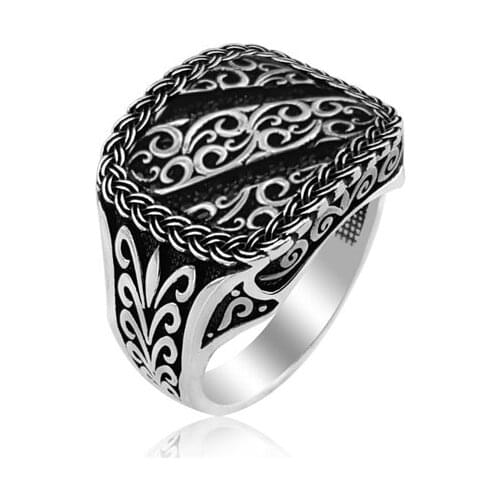 925 Silver Manuscript Men Ring Traditional English Men Rings