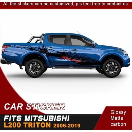 Car accessories 2 Pcs mudslinger side door stripe sport graphic Vinyl 4x4 car sticker fit for mitsubishi l200 triton 2006-2018