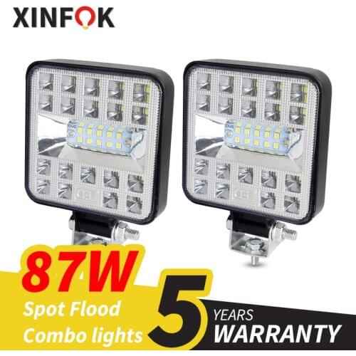 Car LED Work Light Combo Beam 3030 SMD 87 Watts Super Bright Flood Spot 6500K DC 12-24 Volts Spotlights Truck 4x4 4WD