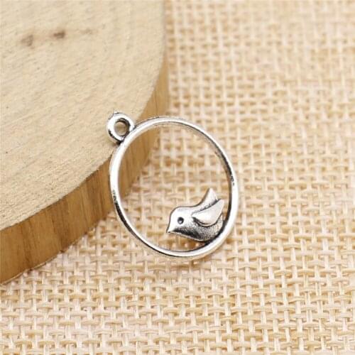 Free shipping 92pcs 18x20mm antique silver bird charms diy retro jewelry fit Earring keychain hair card pendant accessories