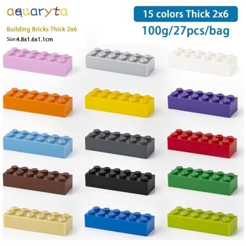Aquaryta 27pcs Building Blocks 2456 Thick Figures Bricks 2x6 Educational Creative Size Compatible With logo Plastic Toys for Kid