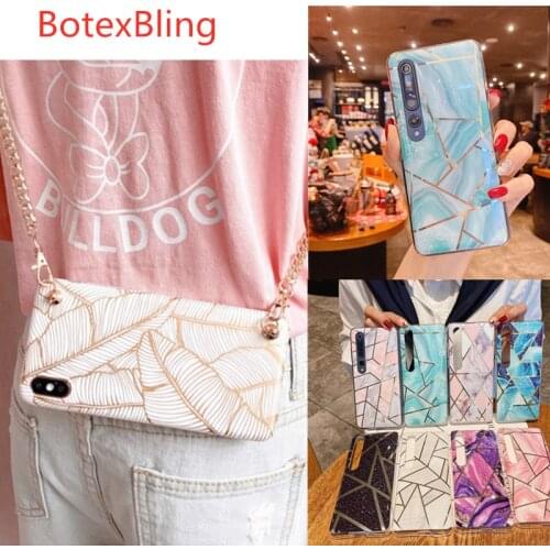 Luxury plating Marble Crossbody chain phone case for xiaomi POCO X3 NFC case MI10 pro Redmi note7 pro note8 pro 9s 9pro max 8A