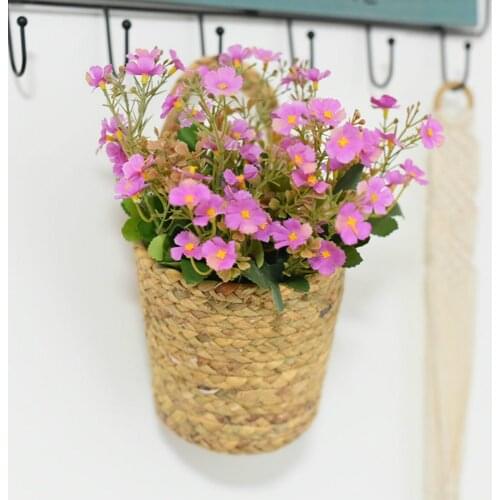 Storage Wicker Rattan Basket Wall Mounted Organizer Household Foldable Woven Hanging Flower Pot Fruit Vegetables Picnic Handwork
